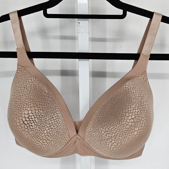 Warners Womens Sz 38D Lightly Lined T Shirt Bra Beige Gold Snakeskin Print - Picture 1 of 6